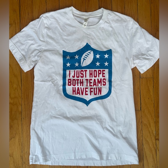 I Just Hope Both Teams Have Fun | Blue + Red Shield NFL Football T-Shirt - Picture 2 of 4